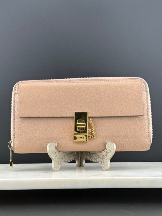 Chloe Handbags - Authentic Chloe Drew Flap Wallet Pink Leather, Gold Hardware, Zip Wallet